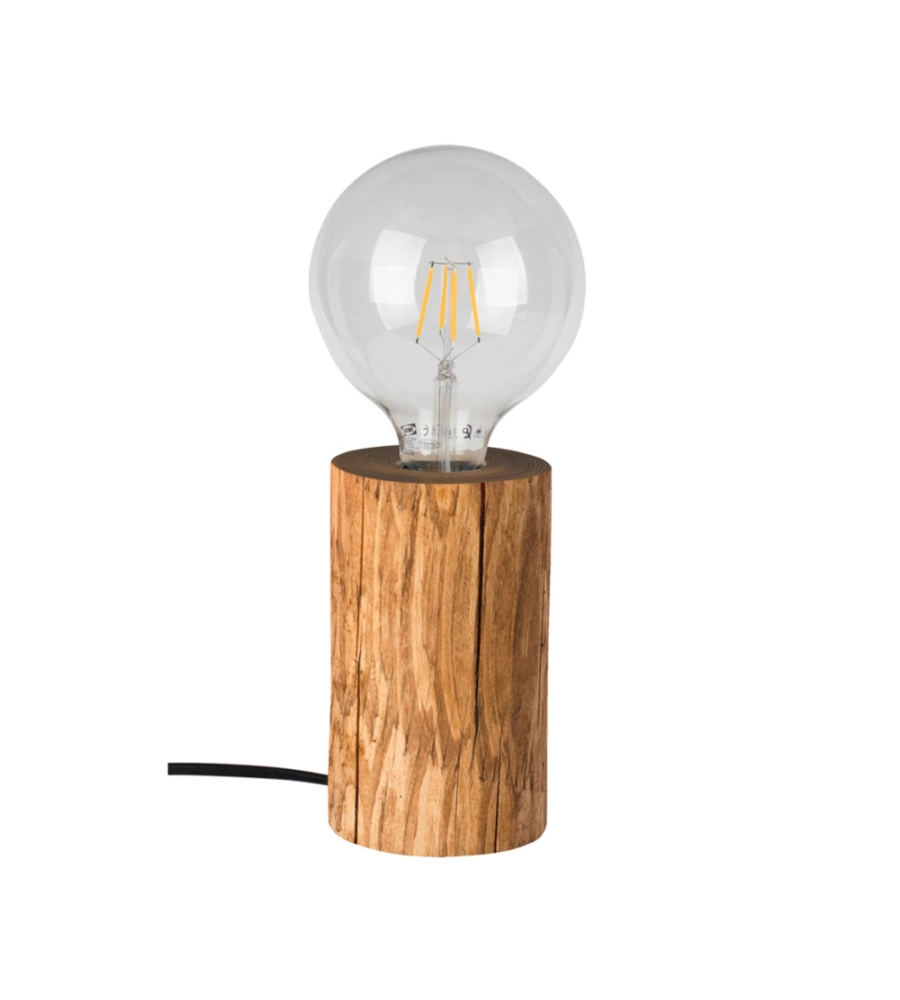 LUMETTO "TRABO" CON BASE IN PINO H15 CM, E27